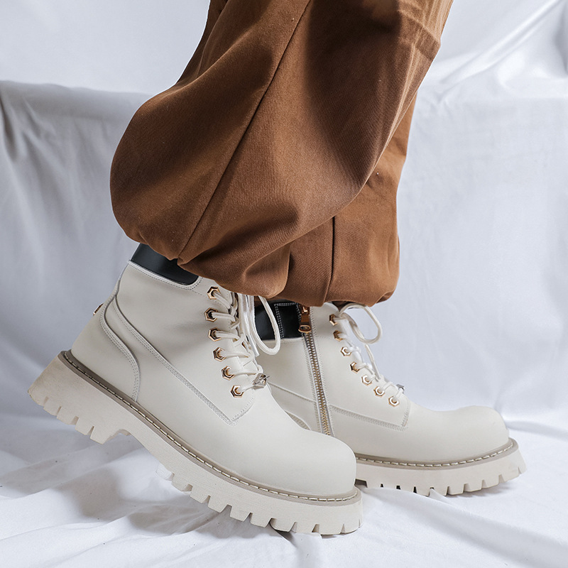 Leather Work Boots - Męskie buty plus size na imprezę,