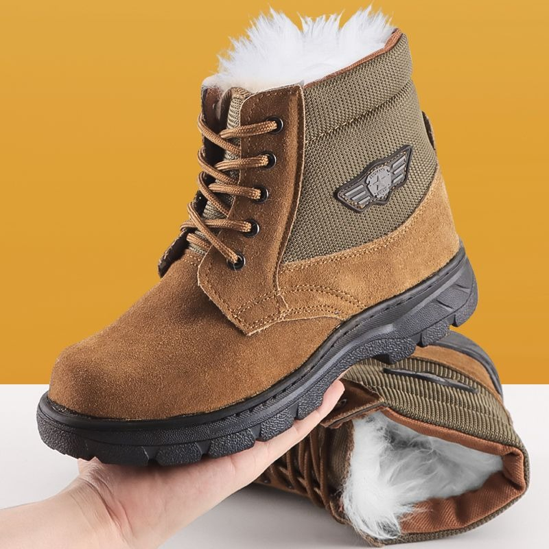 Leather Work Boots - Zimowe męskie buty śniegowce z prawdziwej