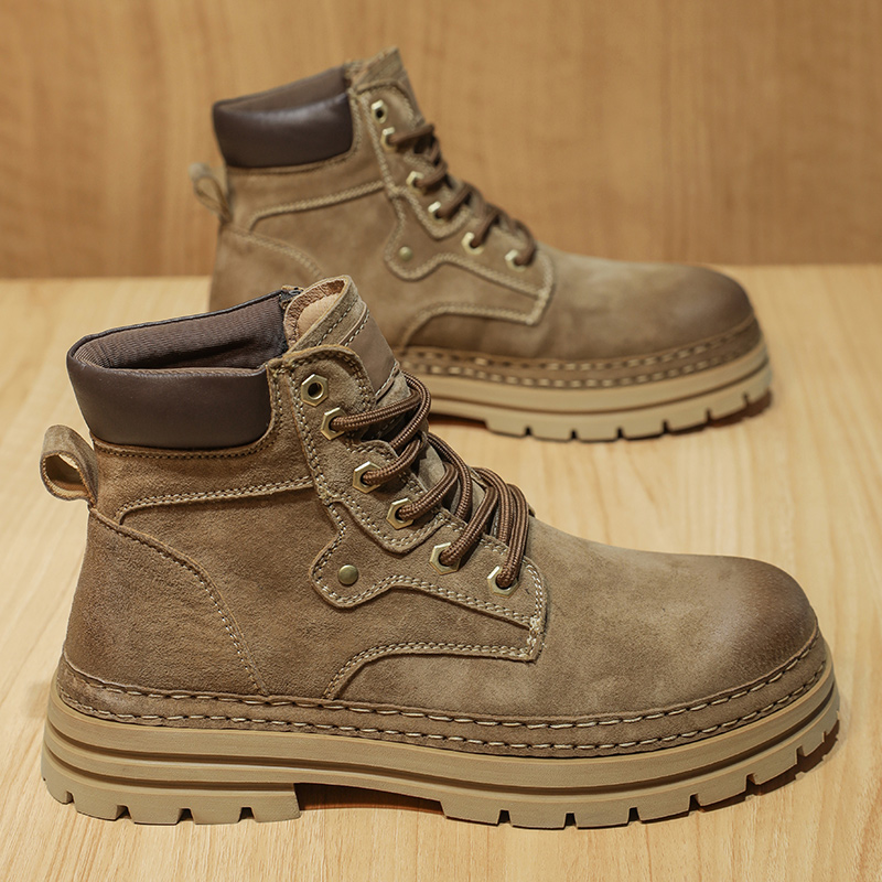 Leather Work Boots - Męskie modne wiosenne buty na platformie,