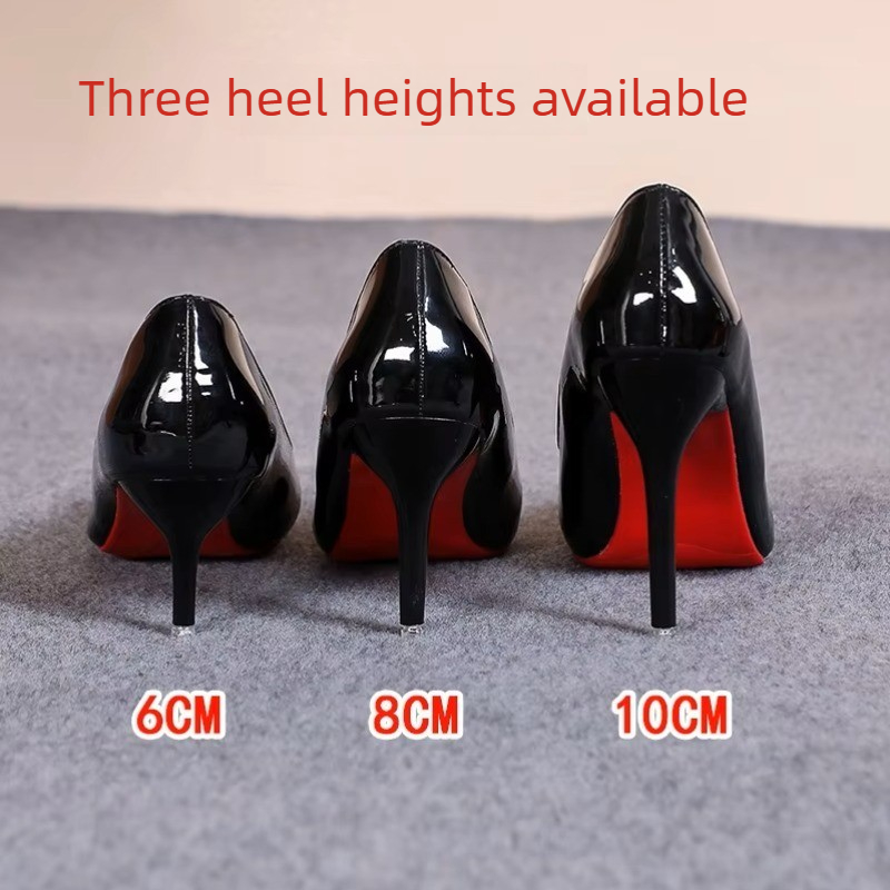 Leather Work Women Shoes - Seksowne szpilki z lakierowanej skóry z