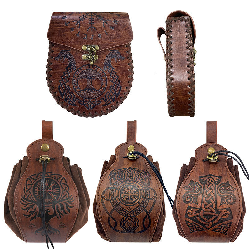 Leatherwork Fasteners - Męska Vintage średniowieczna saszetka na pasek