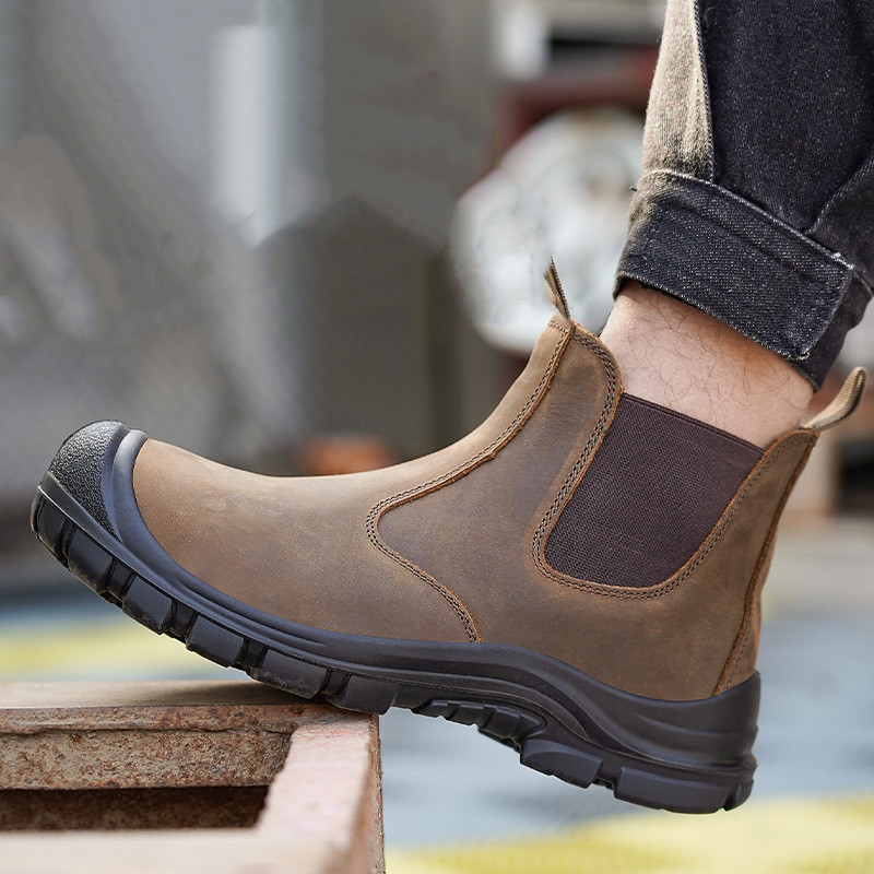 Leather Work Boots - Męskie buty robocze z metalowym podnoskiem