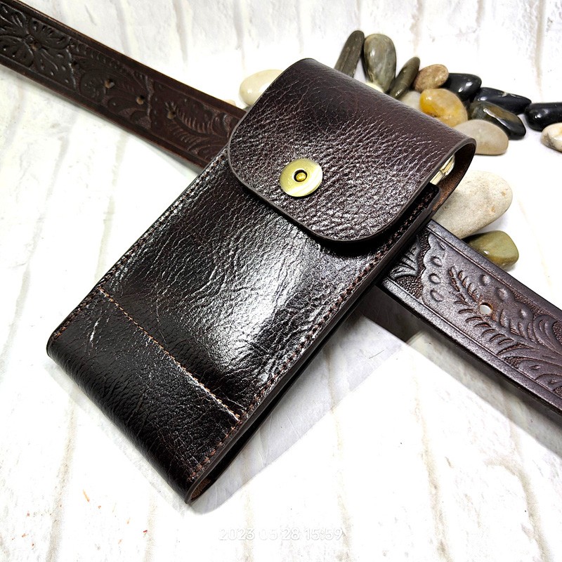 Leatherwork Fasteners - Torebka na telefon komórkowy z prawdziwej