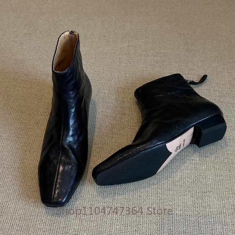 Leather Work Women Shoes - Damskie botki z owczej skóry w