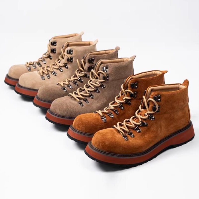 Leather Work Boots - Japońskie buty outdoorowe męskie z grubą