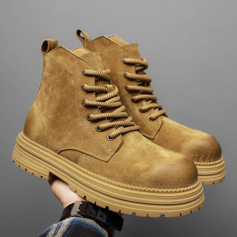 Leather Work Boots - Wysokiej jakości męskie botki, modne skórzane