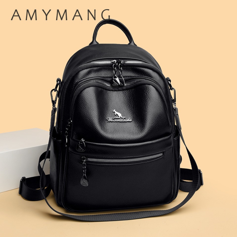 Leather Work Womens Backpack - Plecak z teksturą zamszowej skóry, torba