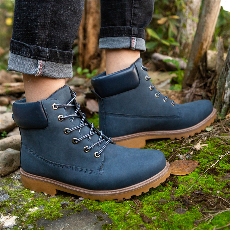 Leather Work Women Shoes - Damskie botki na platformie z okrągłym