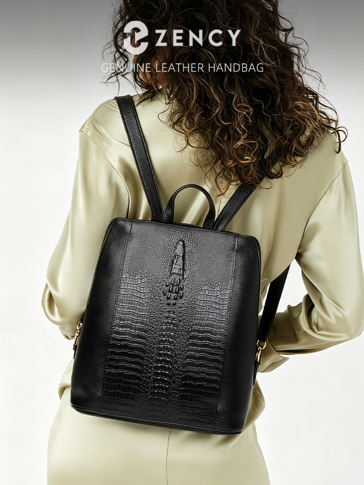 Leather Work Womens Backpack - Plecak damski Zency ze skóry krokodyla,