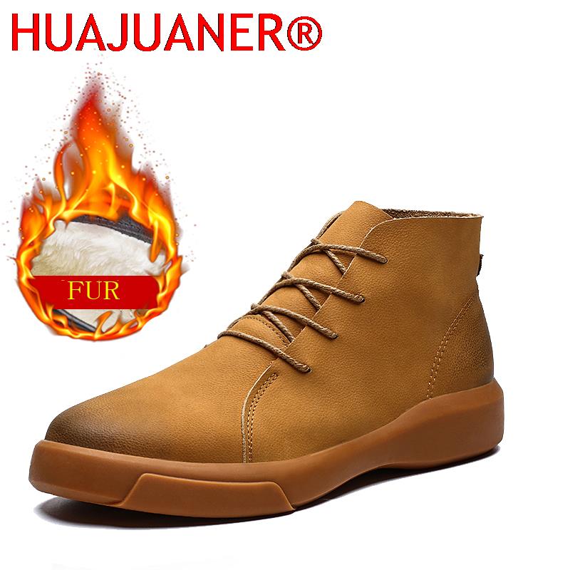 Leather Work Boots - Luksusowe zimowe botki męskie Chelsea z