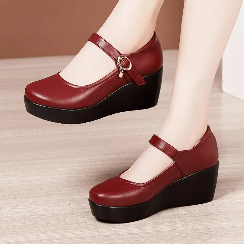 6cm Mały Rozmiar 32-43 Vintage – Leather Work Women Shoes recenzja i cena