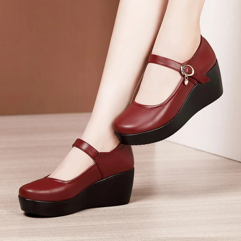 6cm Mały Rozmiar 32-43 Vintage – Leather Work Women Shoes recenzja i cena