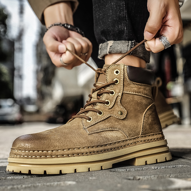 Męskie modne wiosenne buty na  – Leather Work Boots recenzja i cena