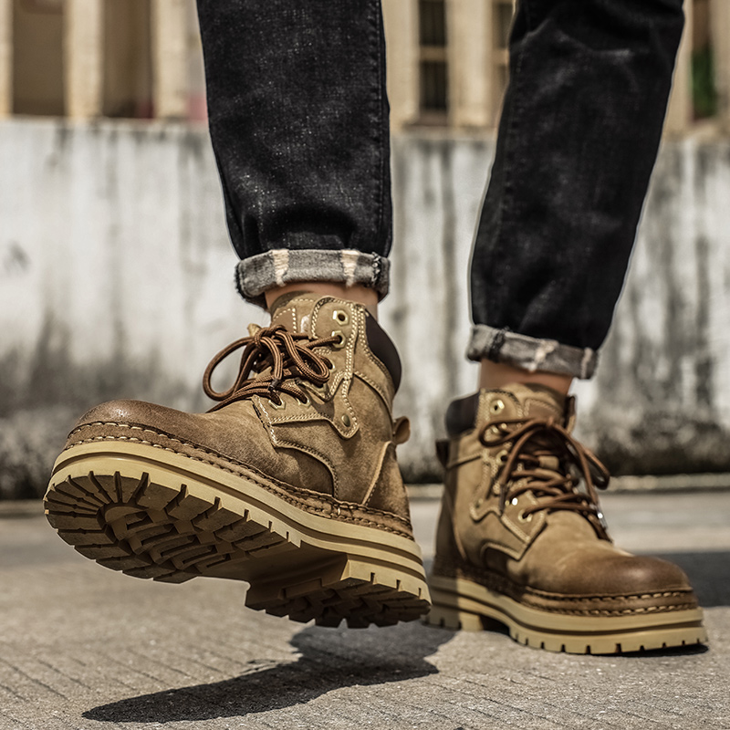 Męskie modne wiosenne buty na  – Leather Work Boots recenzja i cena